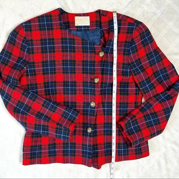 Vintage 80’s Pendleton Wool Plaid Suit Coat Tartan Hunting Blazer Jacket Size 8 - Picture 12 of 13